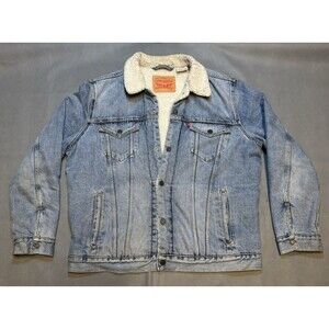 Levi Strauss Size XL Men’s Light Blue Jean Sherpa Trucker Jacket Insulated “R”